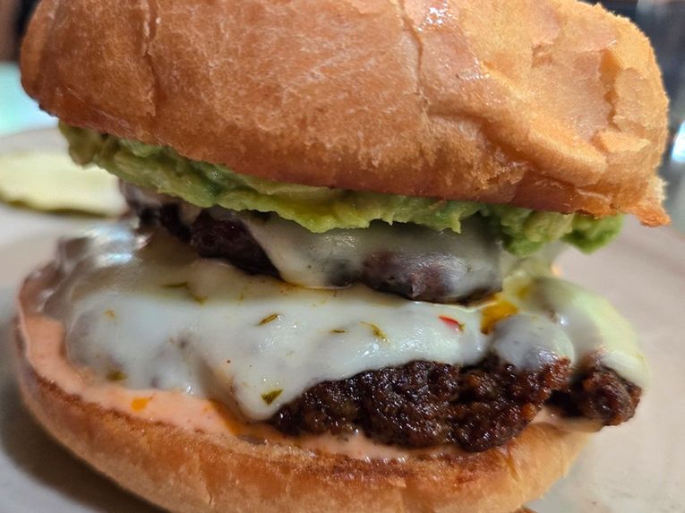 Black Angus Burger with Green Chili Pork Chorizo