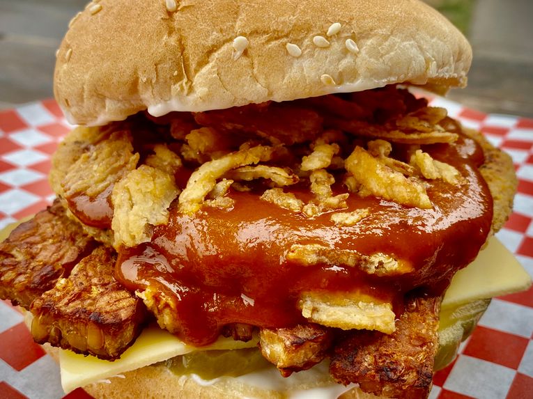 The BBQ Chicken Bacon Cheese Burger (It's a Mouthful)